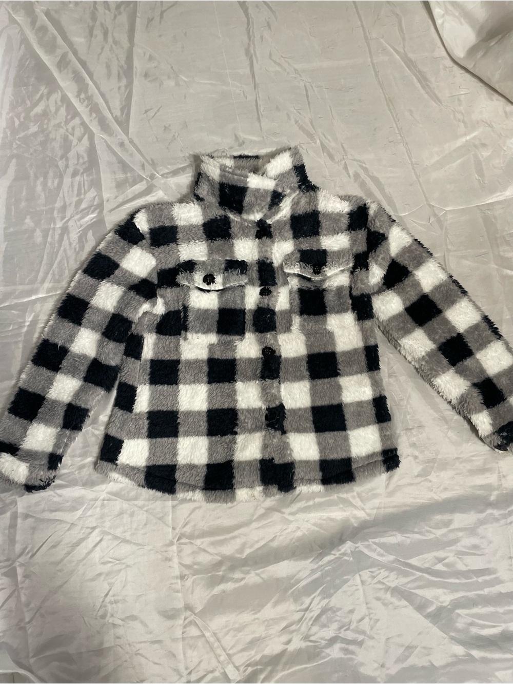 Speechless Black and White Check Plush Jacket